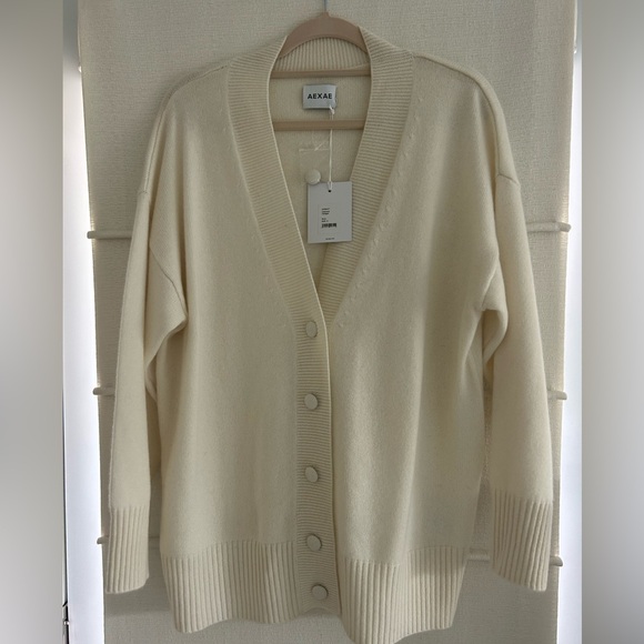 AEXAE Cashmere Cardigan in Bone